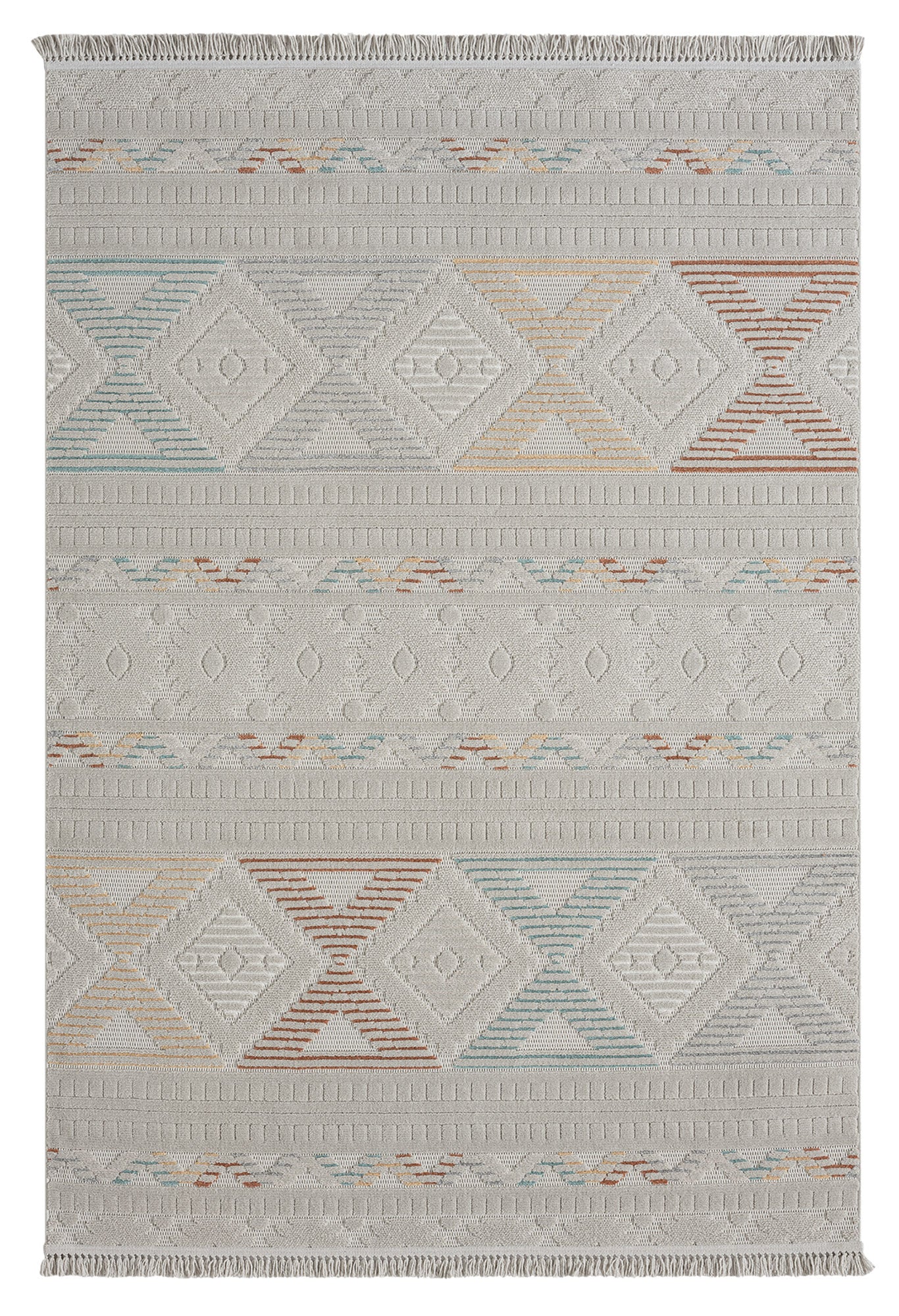 Lizbon 845 Renkli Gri Geometrik Kesme Halı