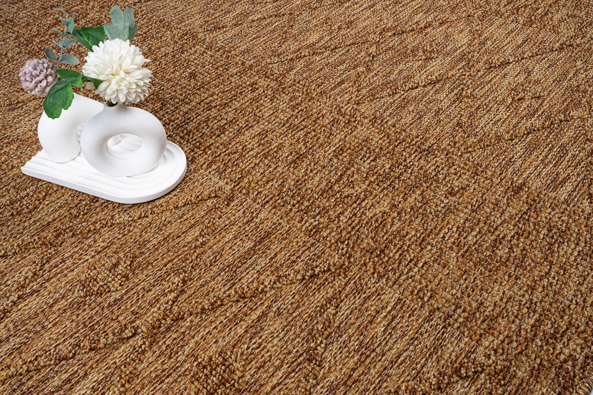 Nepal 422 Kahve Hasır Görünümlü Modern Kesme Halı