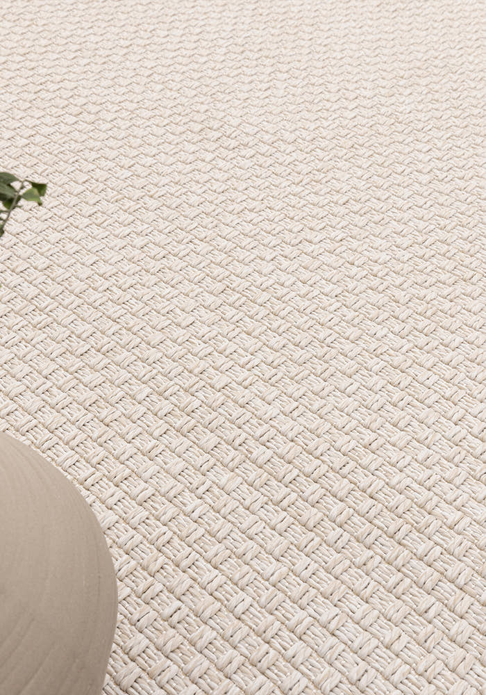 Santorini 115 Krem Hasır Görünümlü Uzun Kenarı Bordür Desenli Sisal Halı