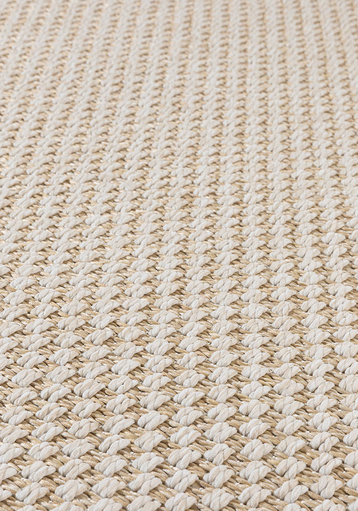 Santorini 115 Krem Kahve Hasır Görünümlü Uzun Kenarı Bordür Desenli Sisal Halı