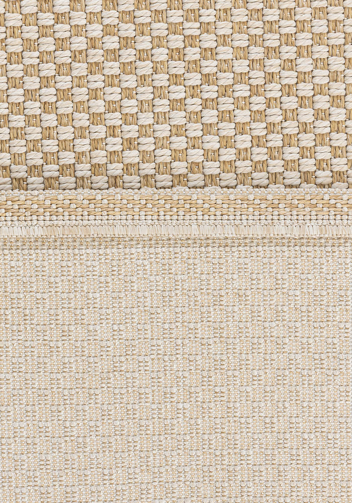 Santorini 115 Krem Kahve Hasır Görünümlü Uzun Kenarı Bordür Desenli Sisal Halı