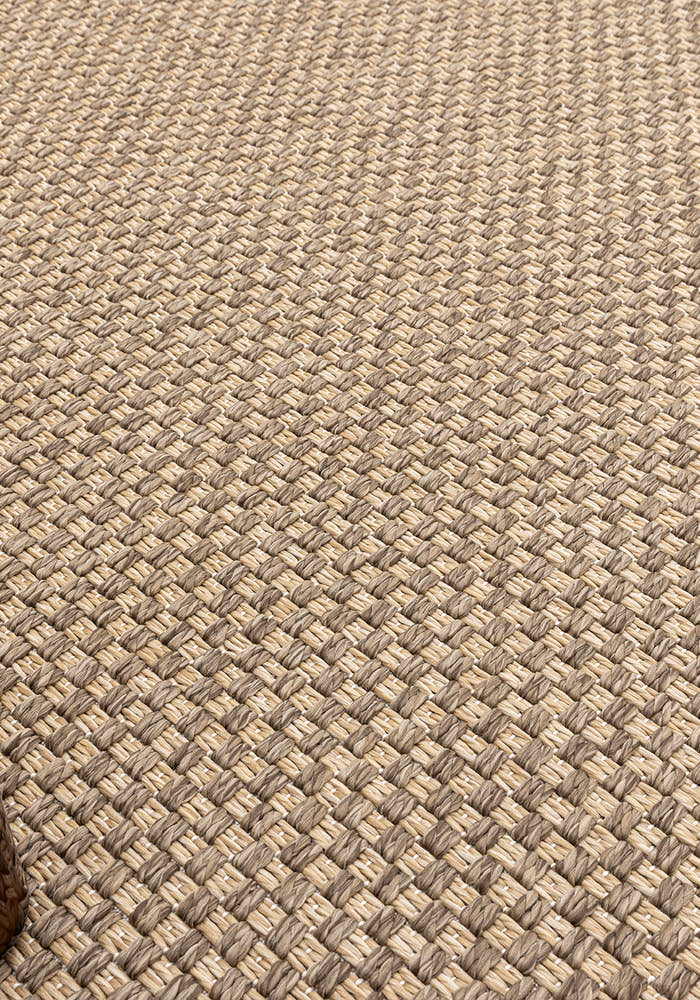 Santorini 115 Vizon Hasır Görünümlü Uzun Kenarı Bordür Desenli Sisal Halı