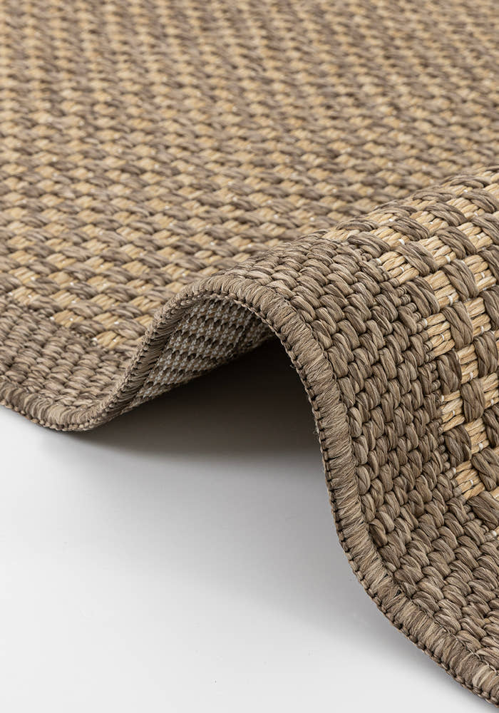 Santorini 115 Vizon Hasır Görünümlü Uzun Kenarı Bordür Desenli Sisal Halı