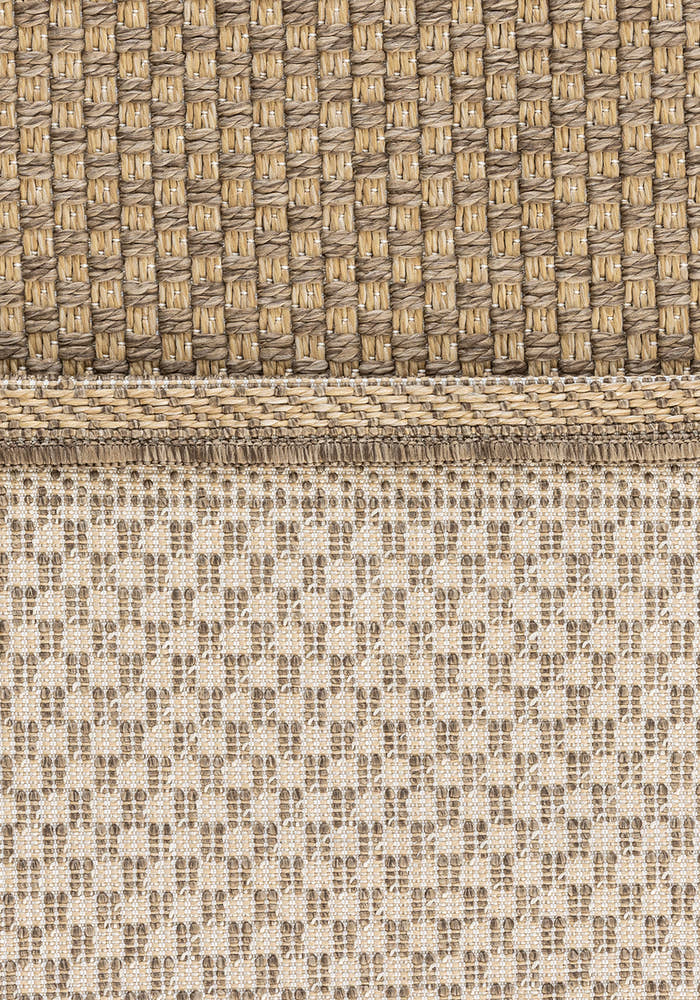 Santorini 115 Vizon Hasır Görünümlü Uzun Kenarı Bordür Desenli Sisal Halı