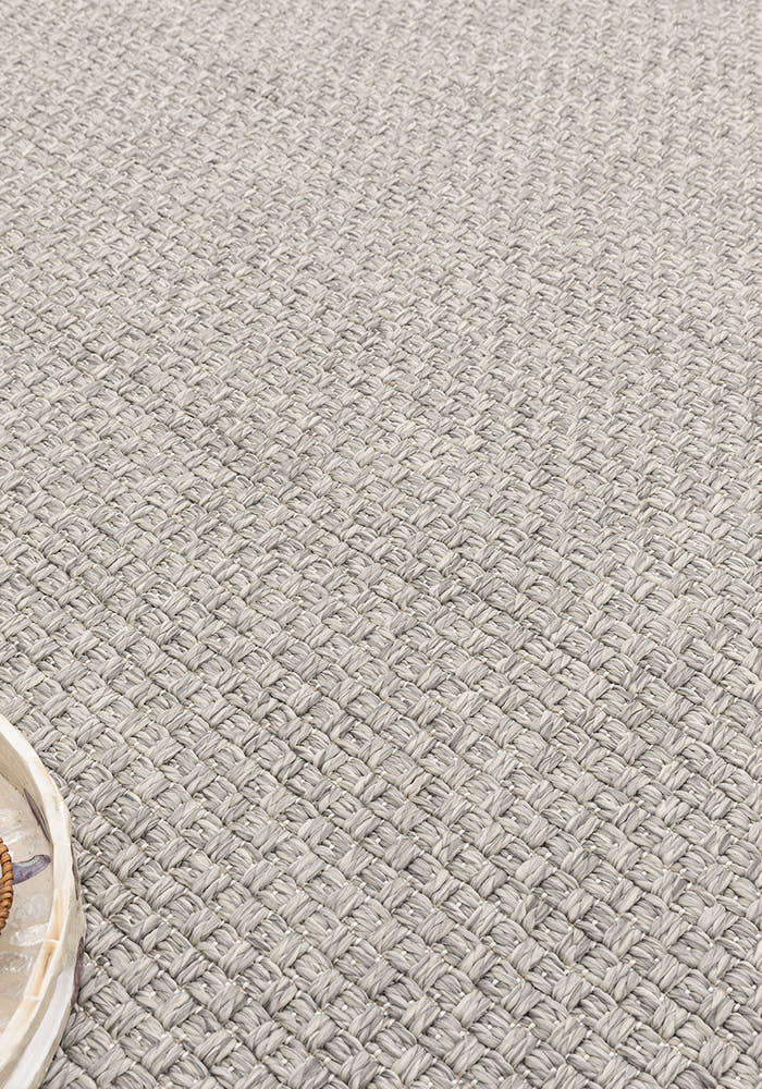 Santorini 115 Gri Hasır Görünümlü Uzun Kenarı Bordür Desenli Sisal Halı