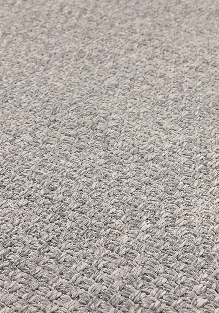 Santorini 115 Gri Hasır Görünümlü Uzun Kenarı Bordür Desenli Sisal Halı