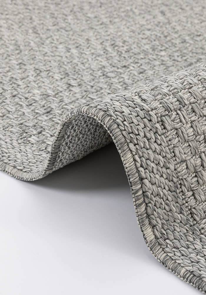 Santorini 115 Gri Hasır Görünümlü Uzun Kenarı Bordür Desenli Sisal Halı