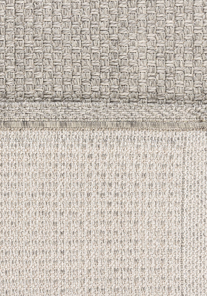 Santorini 115 Gri Hasır Görünümlü Uzun Kenarı Bordür Desenli Sisal Halı