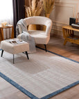 Santorini 120 Ekru Lacivert Bordür Desenli Sisal Halı