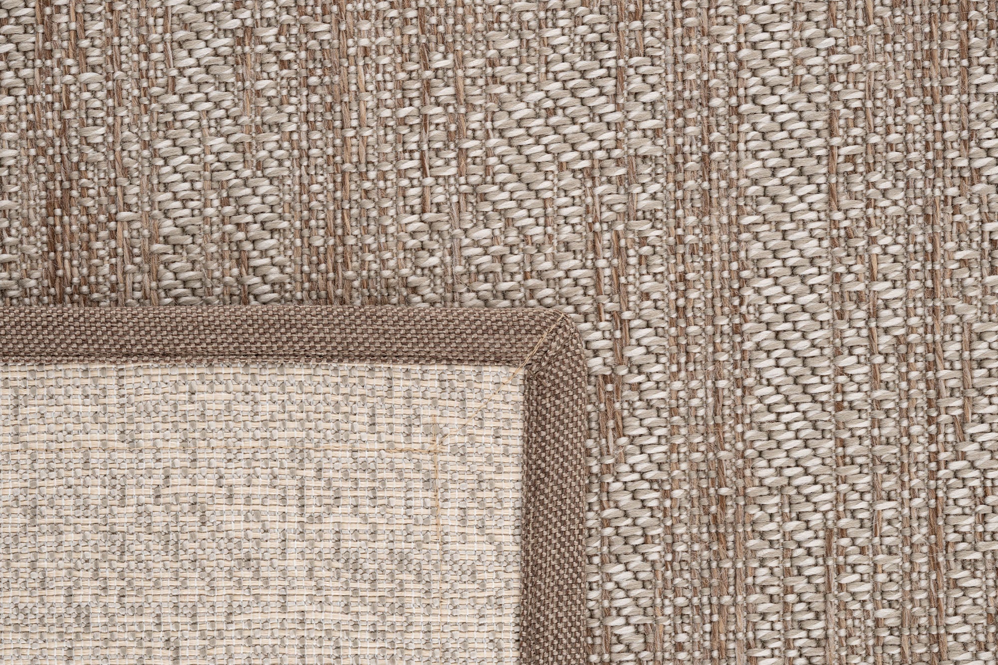 Verona 138 Krem Kahve Sisal Halı Vizon Bordürlü