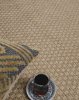 Santorini 115 Kahve Hasır Görünümlü Uzun Kenarı Bordür Desenli Sisal Halı