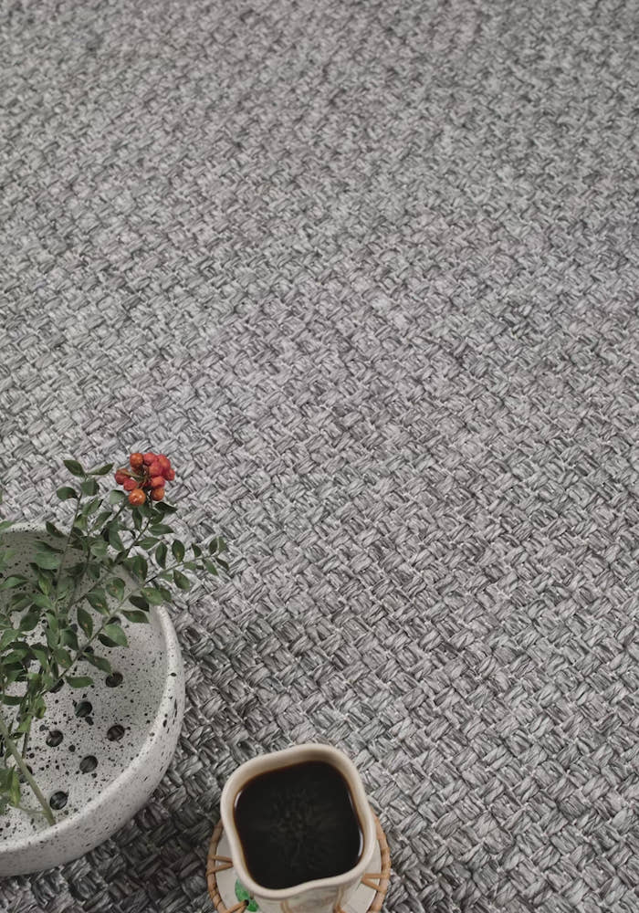 Santorini 115 Antrasit Hasır Görünümlü Uzun Kenarı Bordür Desenli Sisal Halı