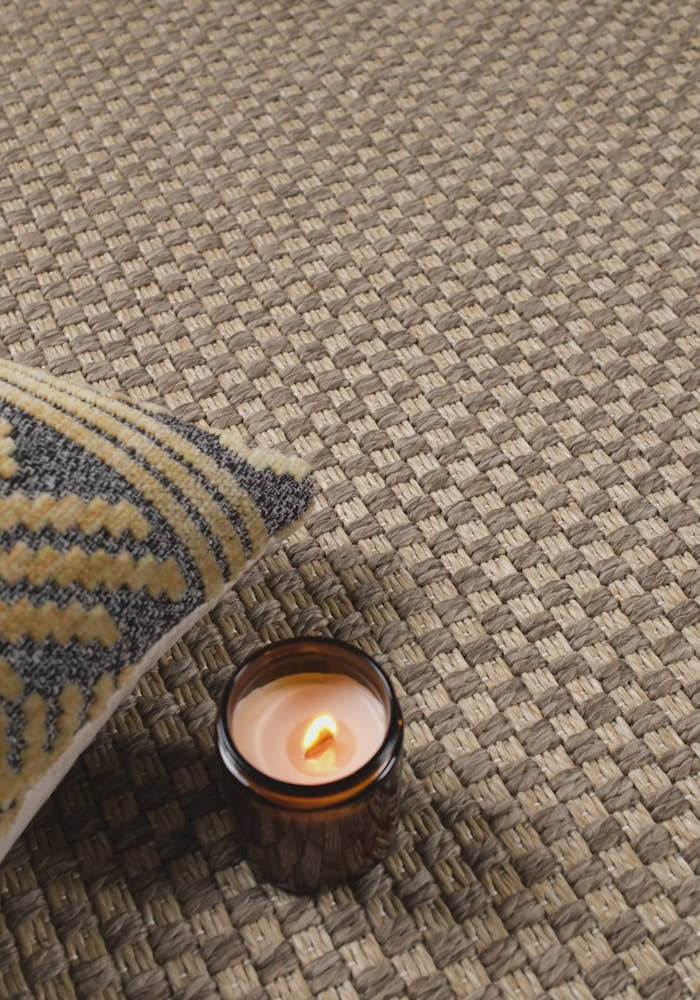 Santorini 115 Vizon Hasır Görünümlü Uzun Kenarı Bordür Desenli Sisal Halı