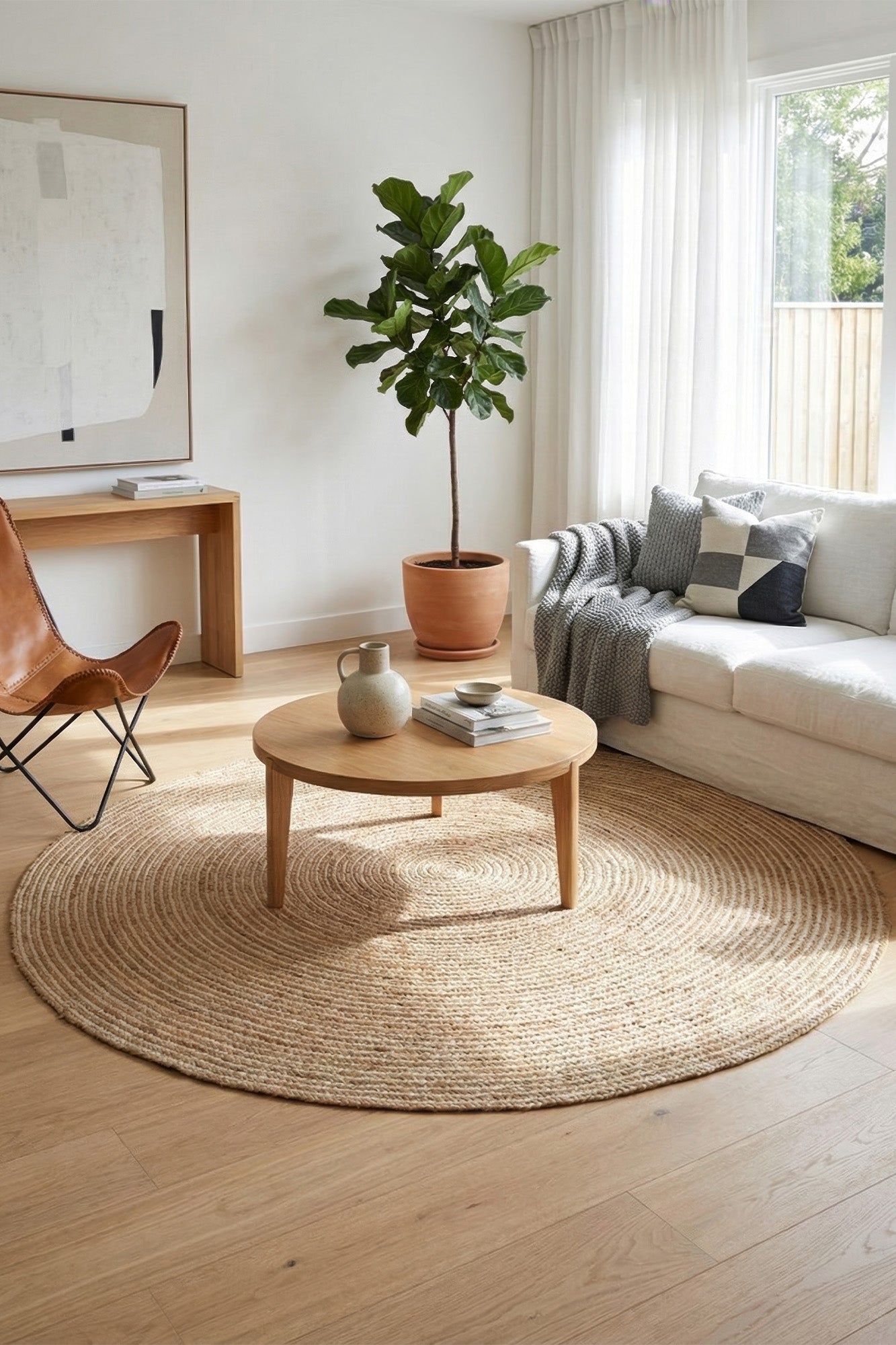 Svara 005 Krem Natural Jüt El Dokuması Doğal Halı