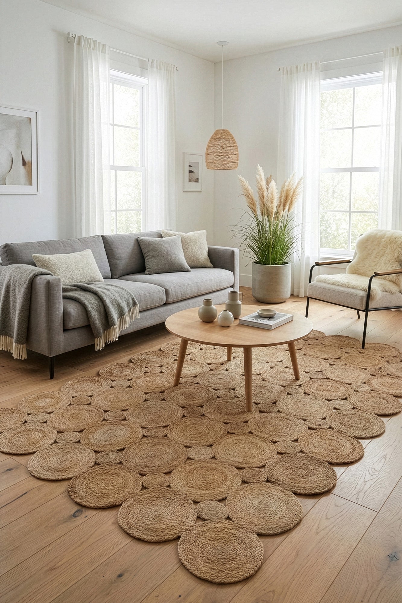 Svara 008 Natural Jüt El Dokuması Doğal Halı