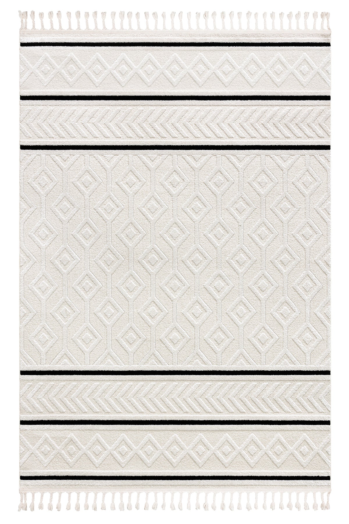 Aspen 156 Krem Siyah Modern Yumuşak Minimalist Halı