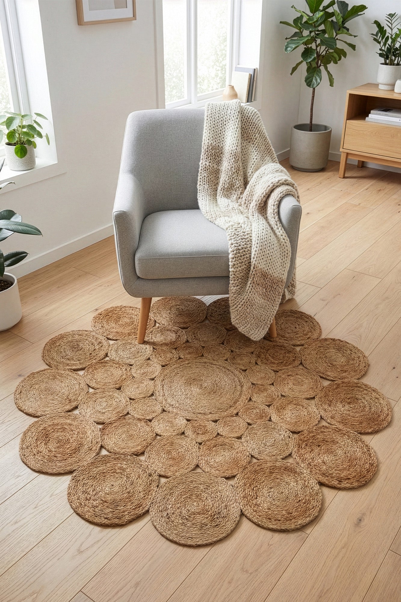 Svara 002 Natural Jüt El Dokuması Doğal Halı