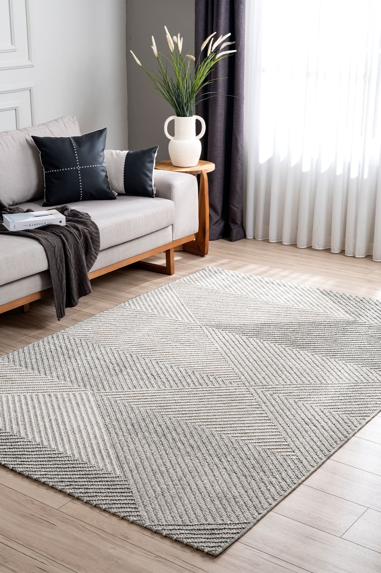 Berlin 257 Krem Gri Yumuşak Salon Halısı