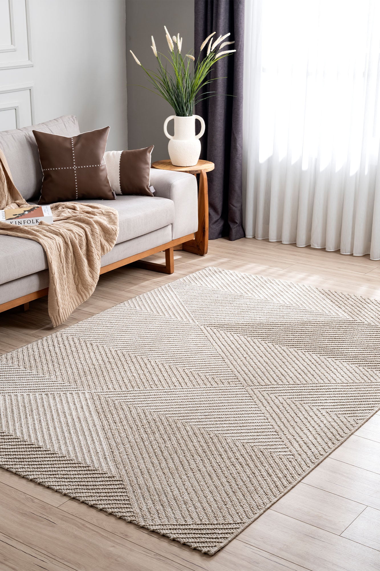 Berlin 257 Krem Bej Yumuşak Salon Halısı