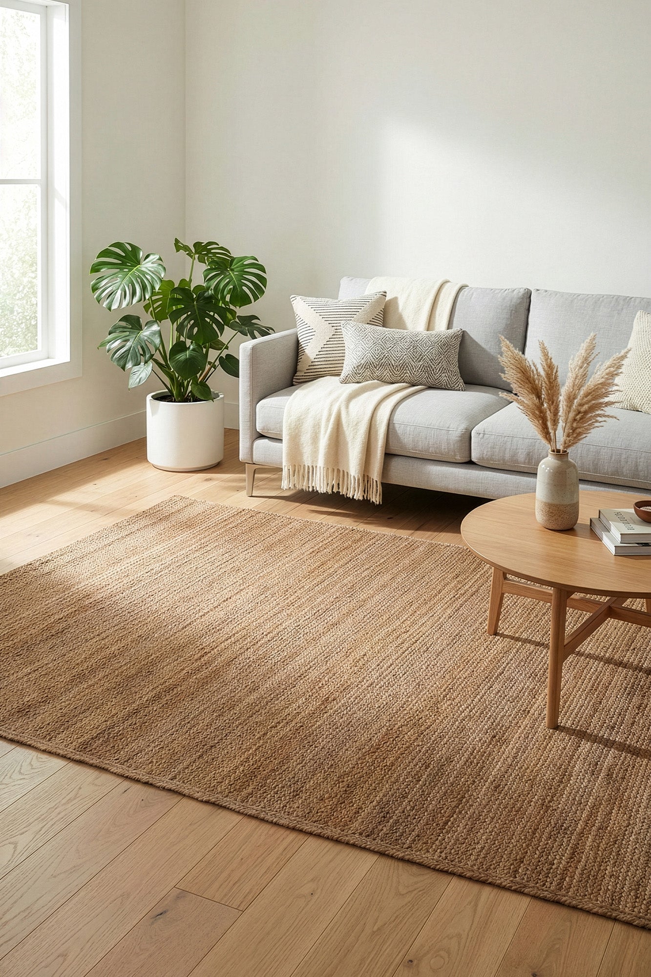 Svara 010 Natural Jüt El Dokuması Doğal Halı