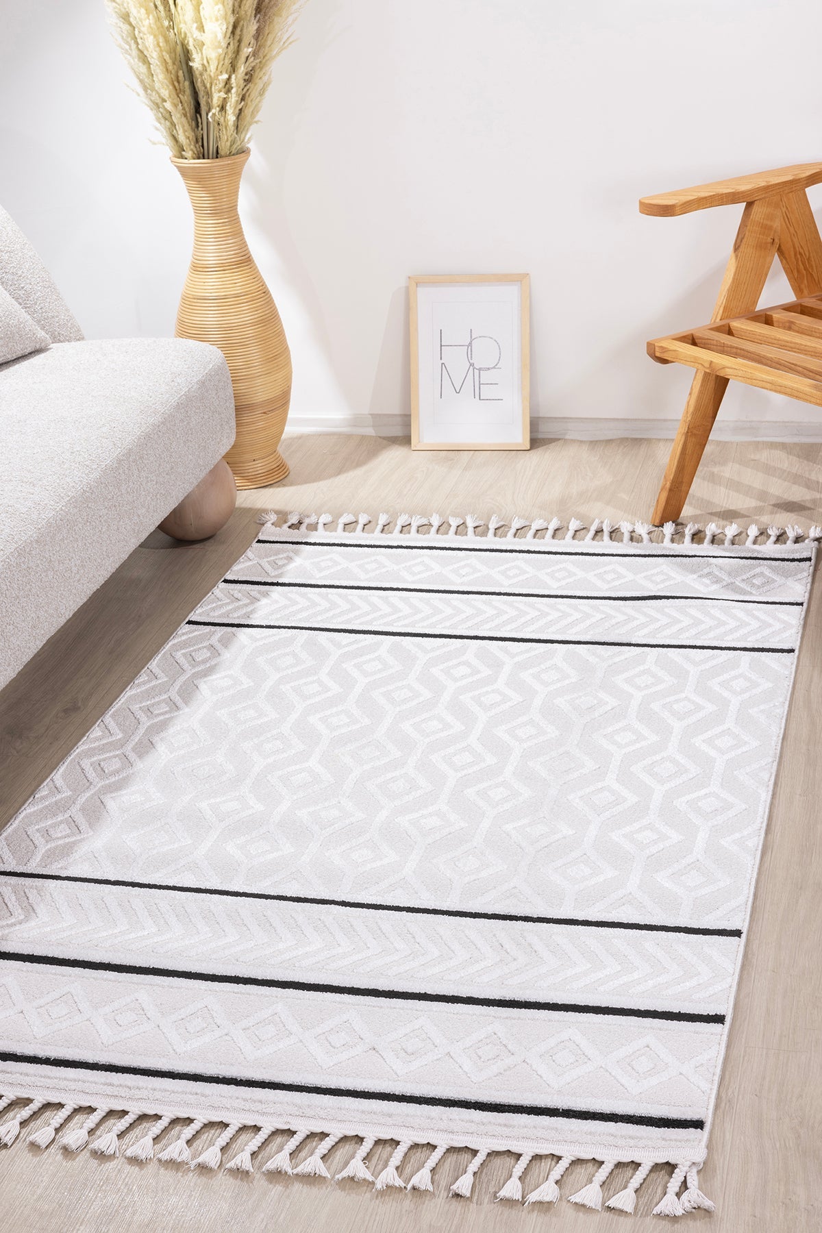 Aspen 156 Krem Siyah Modern Yumuşak Mimimalist Halı