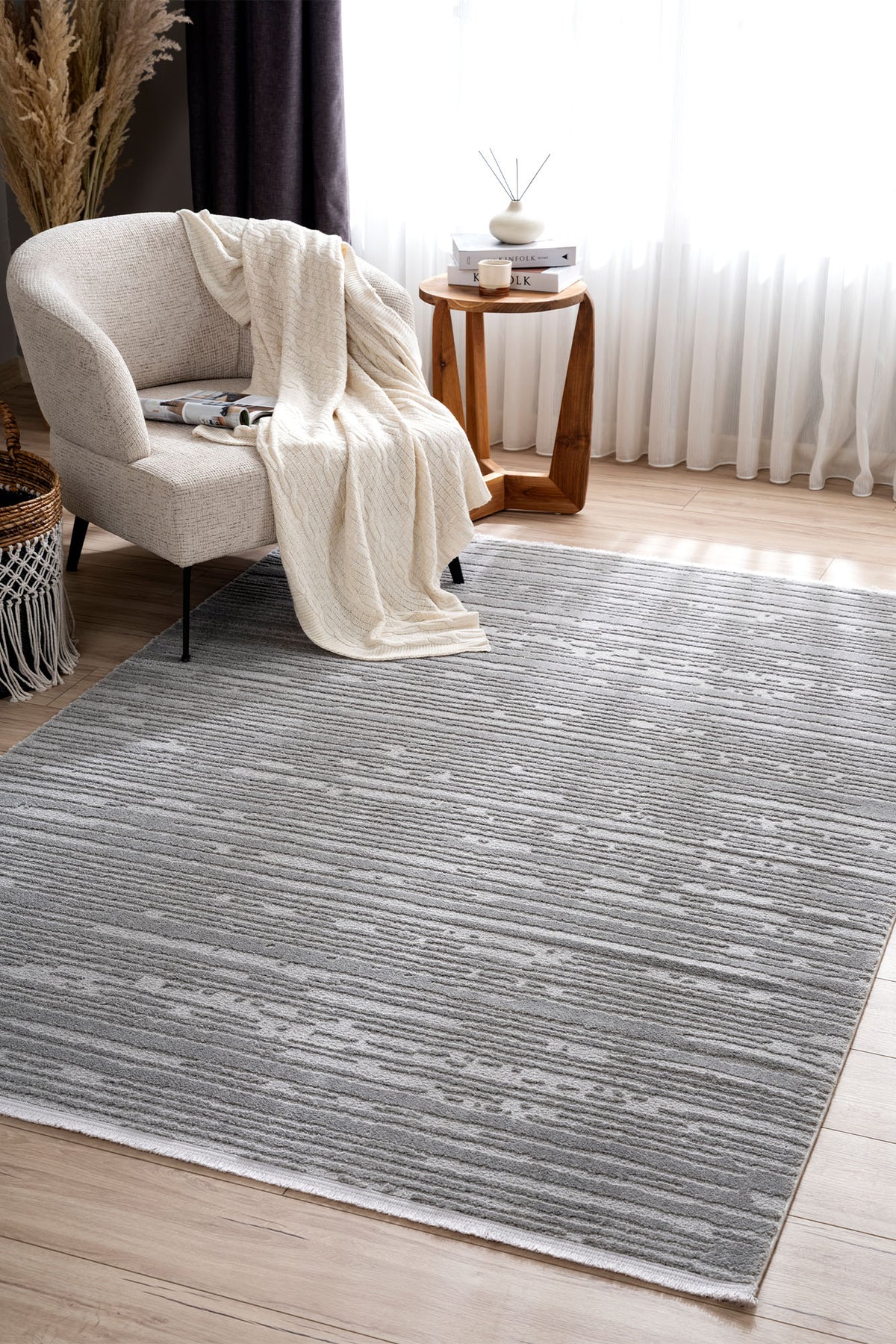 Aspen 166 Gri Modern Yumuşak Kesme Halı