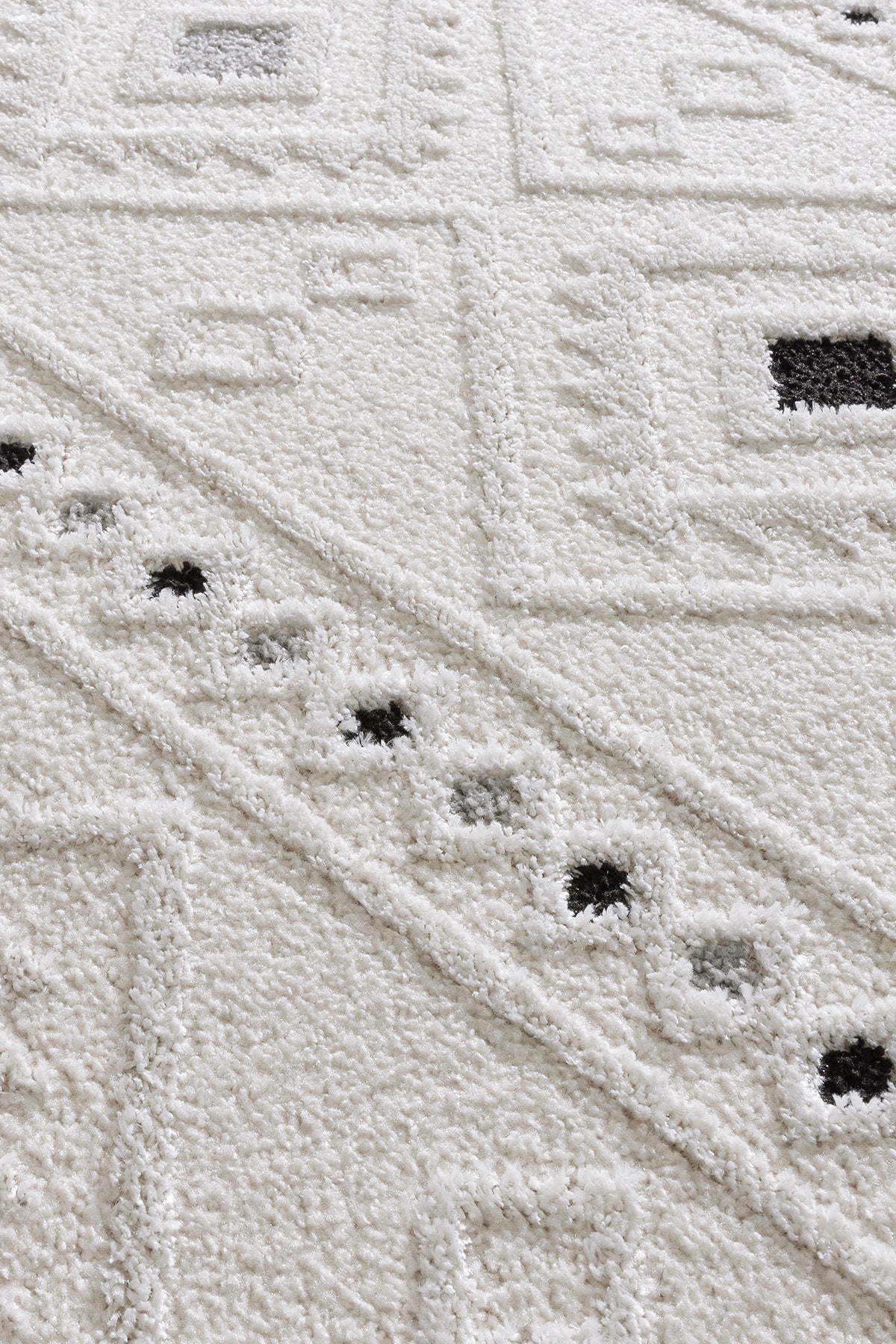 Aspen 153 Krem Siyah Yuvarlak Modern Yumuşak Minimalist Halı