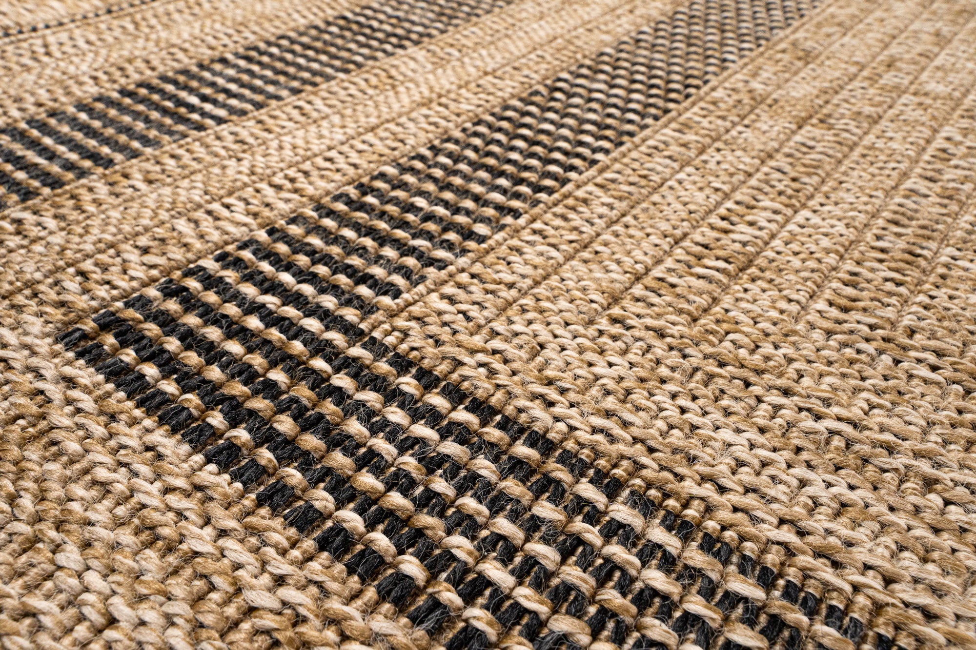 Giza 717 Siyah Hasır Dokulu Modern Sisal Halı