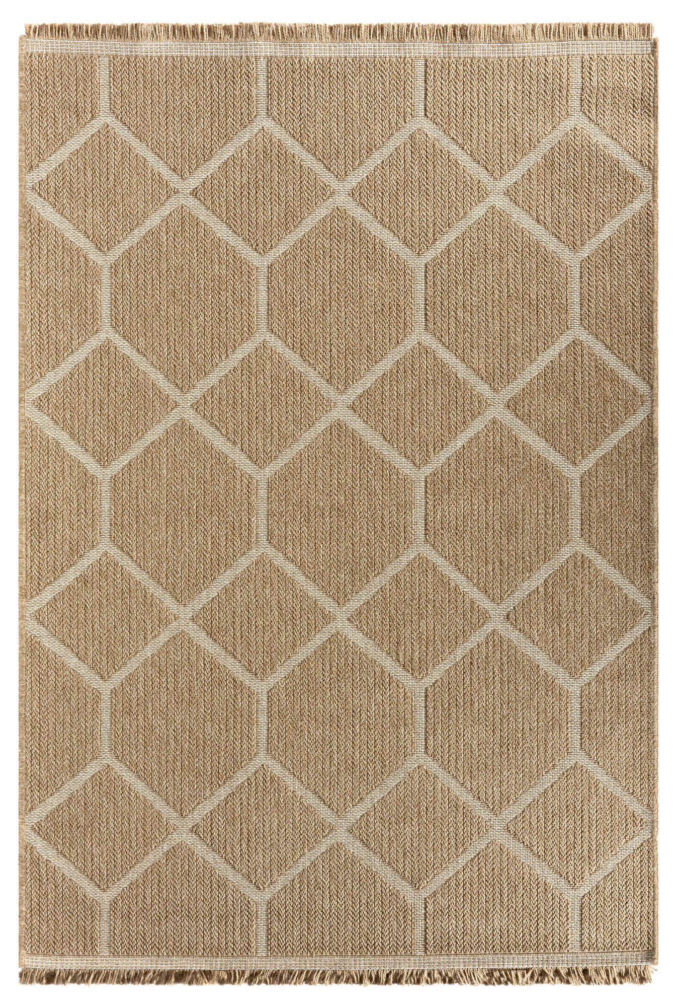 Giza 718 Beyaz Hasır Dokulu Sisal Kesme Halı