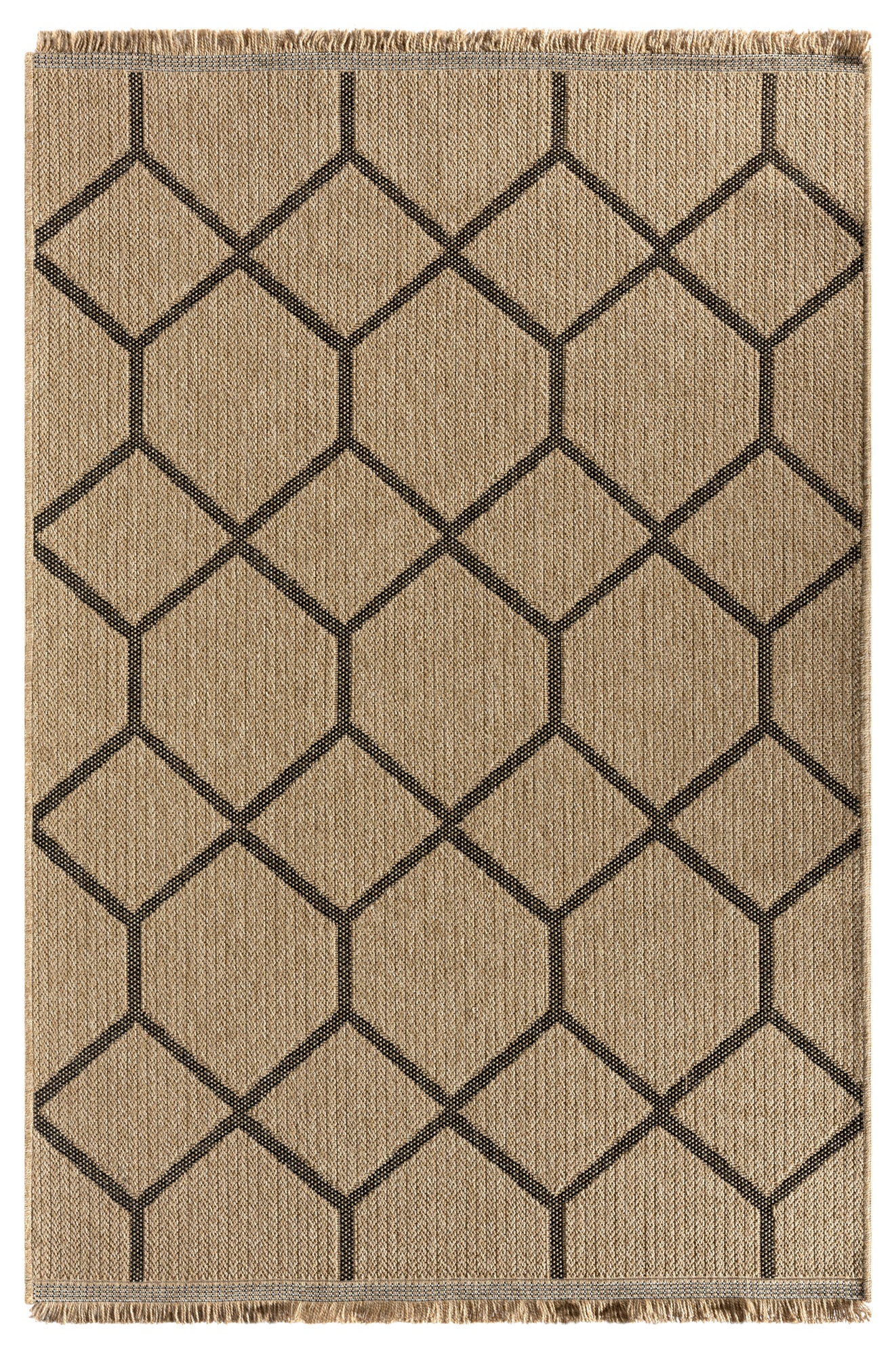 Giza 718 Siyah Hasır Dokulu Sisal Kesme Halı