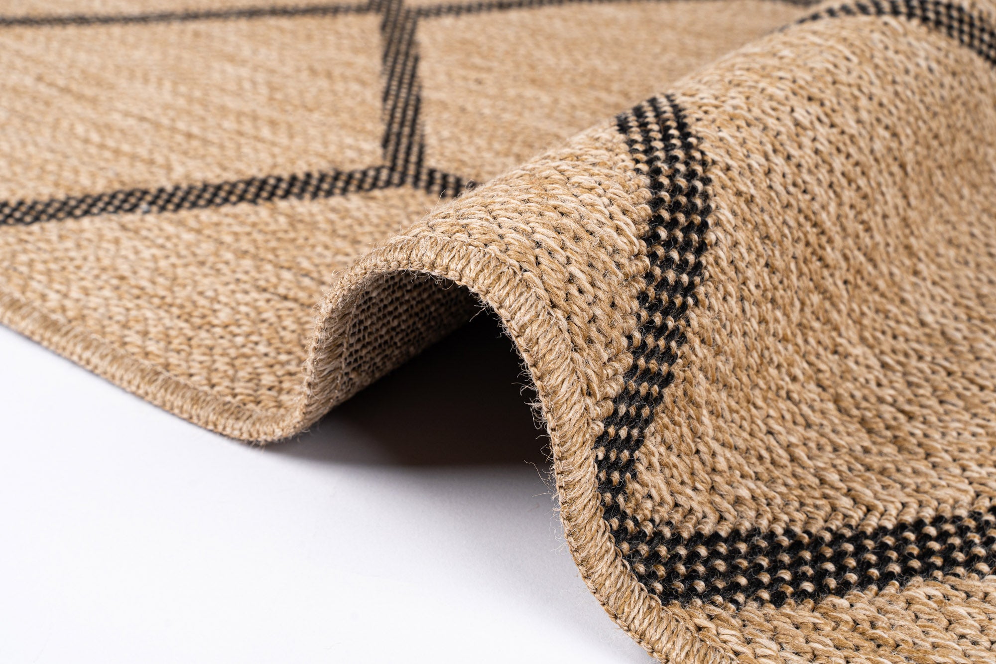 Giza 718 Siyah Hasır Dokulu Sisal Kesme Halı