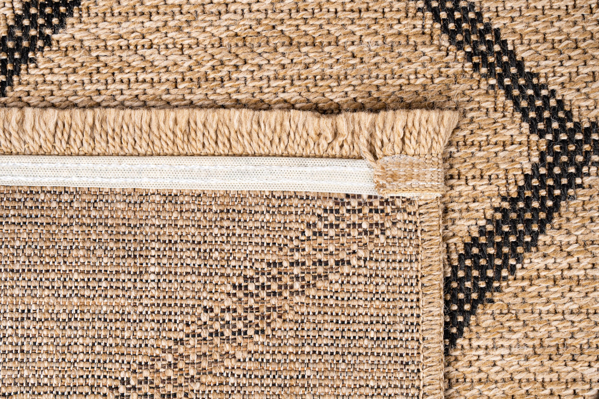 Giza 718 Siyah Hasır Dokulu Sisal Kesme Halı