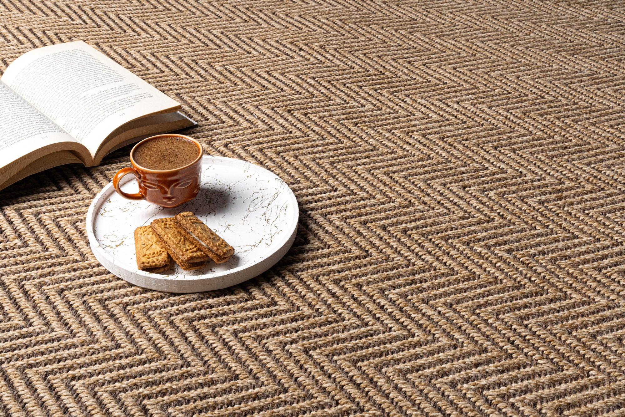 Giza 720 Kahve Hasır Dokulu Sisal Kesme Halı