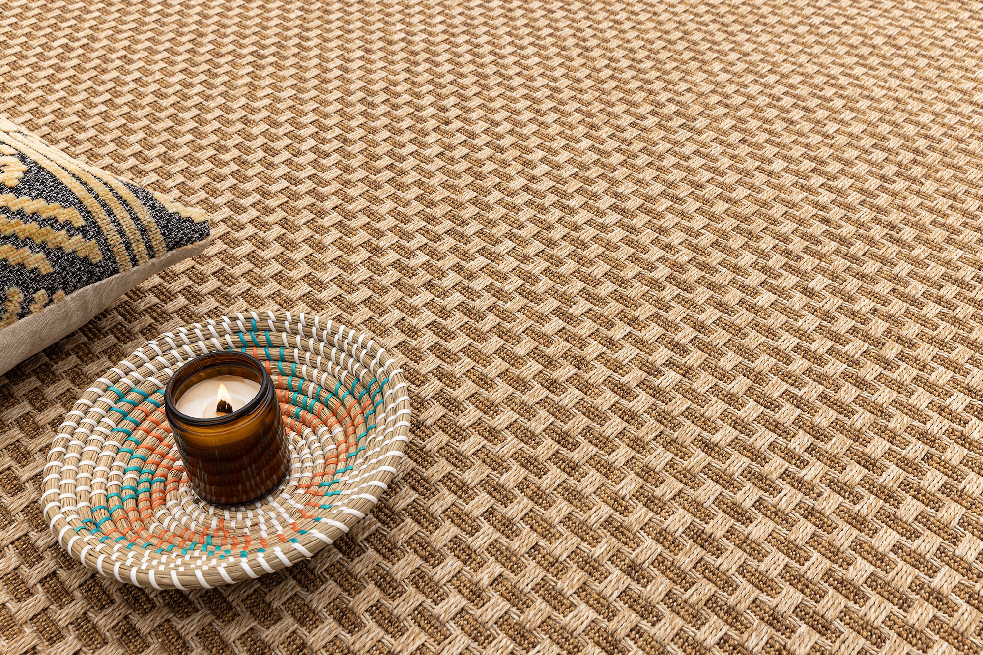 Giza 723 Kahve Hasır Dokulu Modern Sisal Kesme Halı