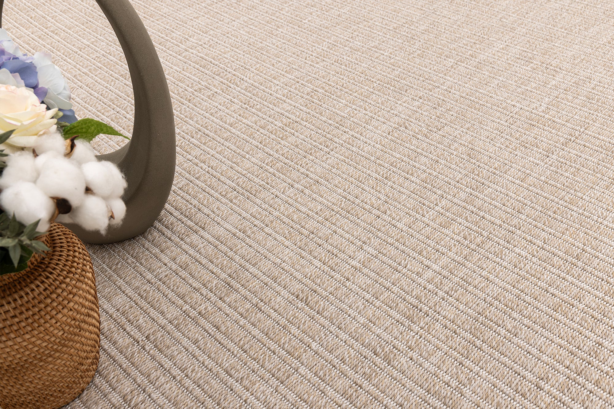 Giza 725 Bej Hasır Dokulu Modern Sisal Kesme Halı