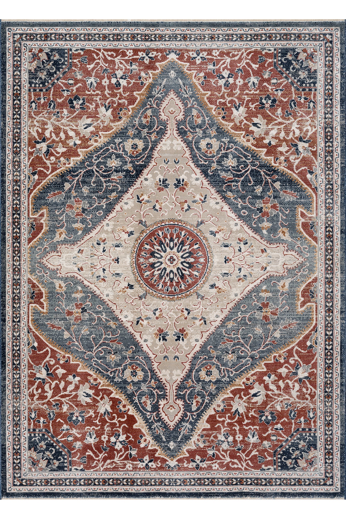 Nera 822 Multi Etnik Desenli Yumuşak Salon Halısı