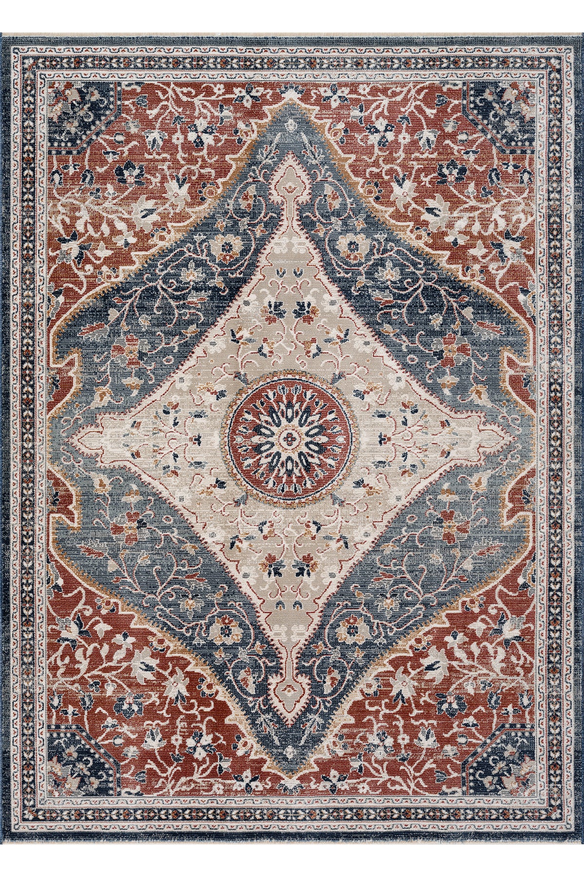Nera 822 Multi Etnik Desenli Yumuşak Salon Halısı