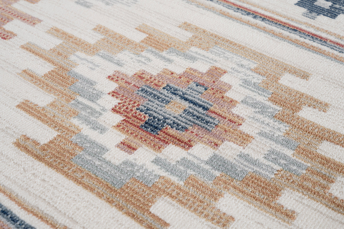 Nera 849 Krem Multi Etnik Desenli Yumuşak Salon Halısı