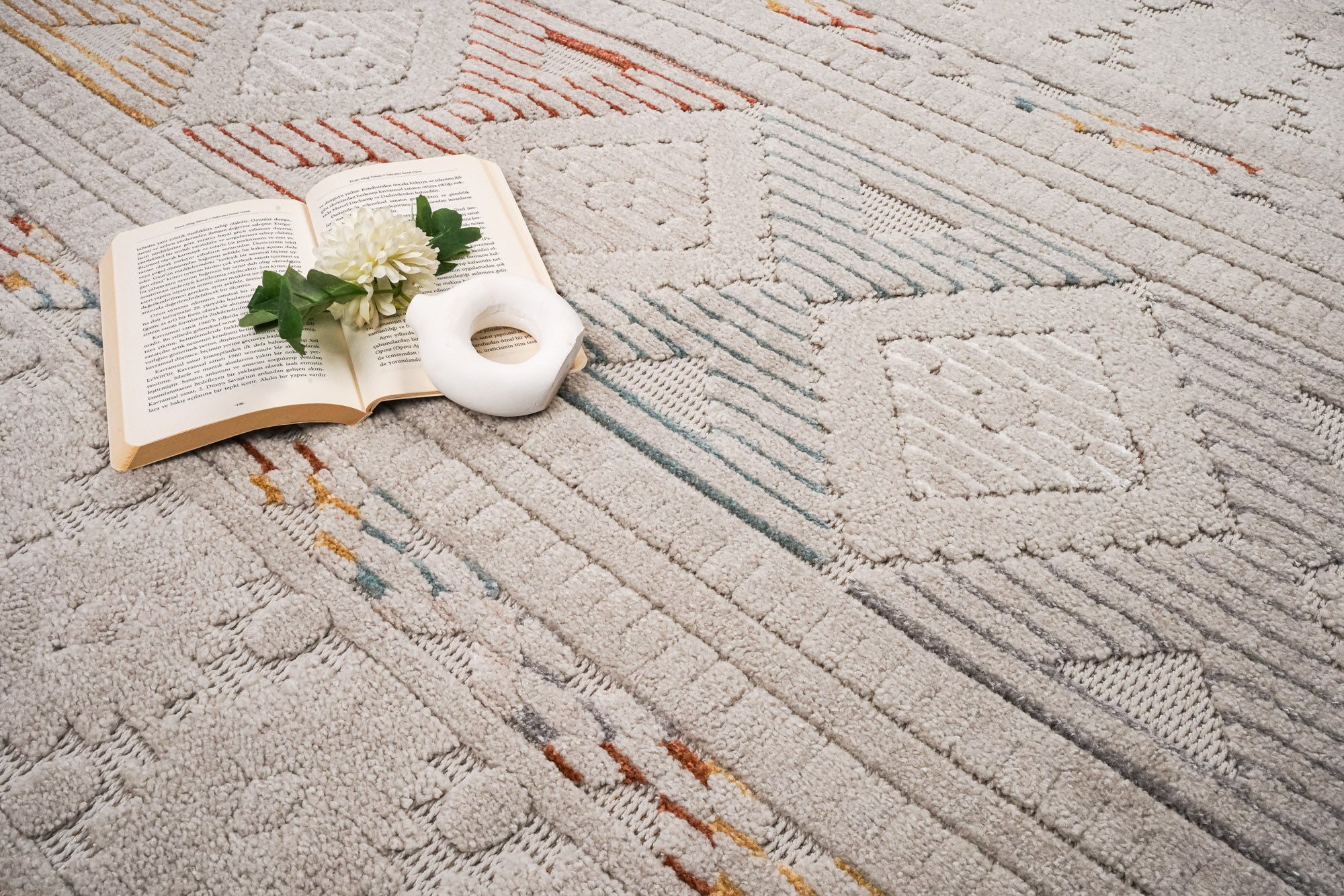 Lizbon 845 Renkli Gri Geometrik Kesme Halı