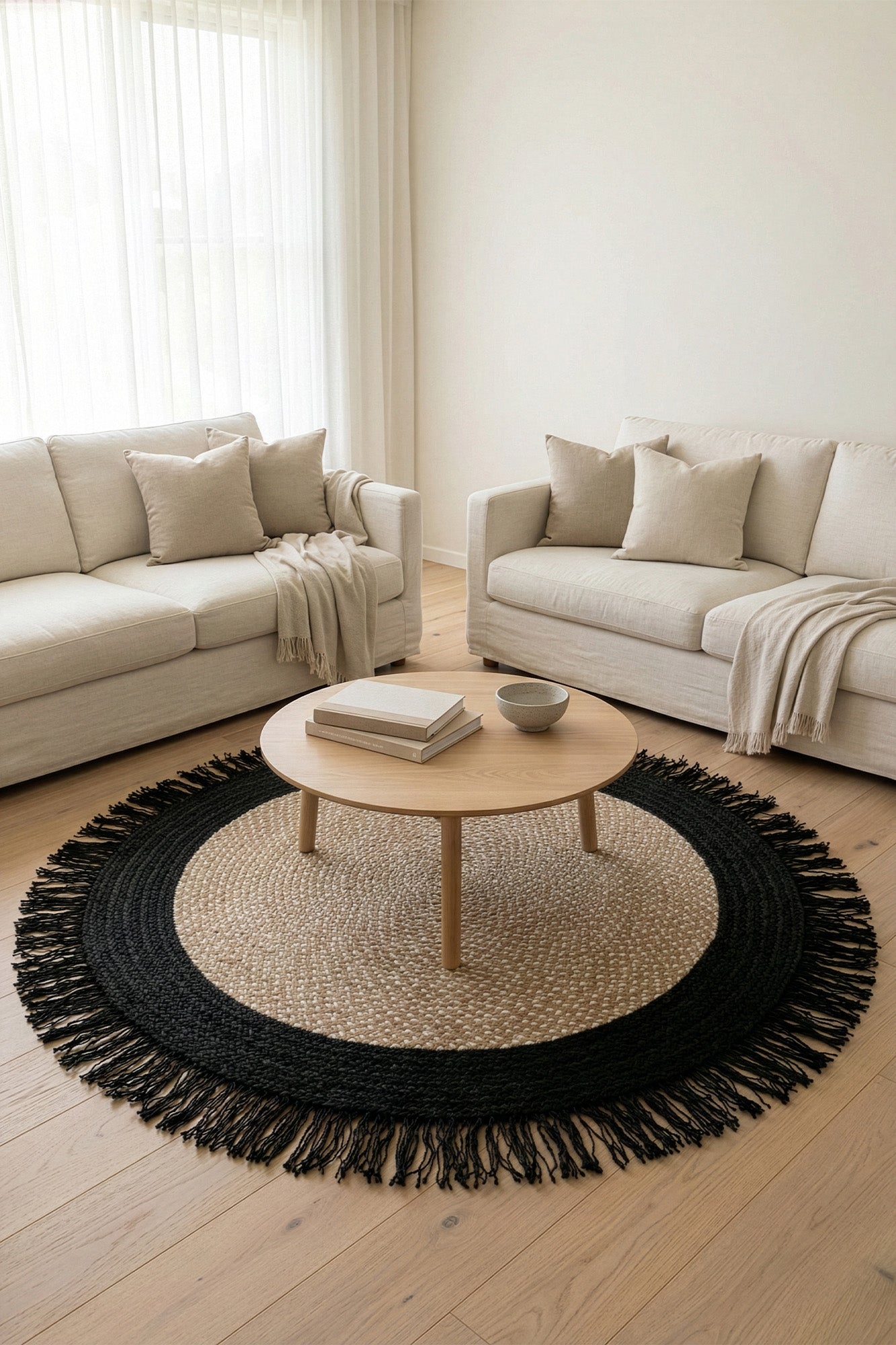 Svara 004 Krem Natural Jüt El Dokuması Doğal Halı