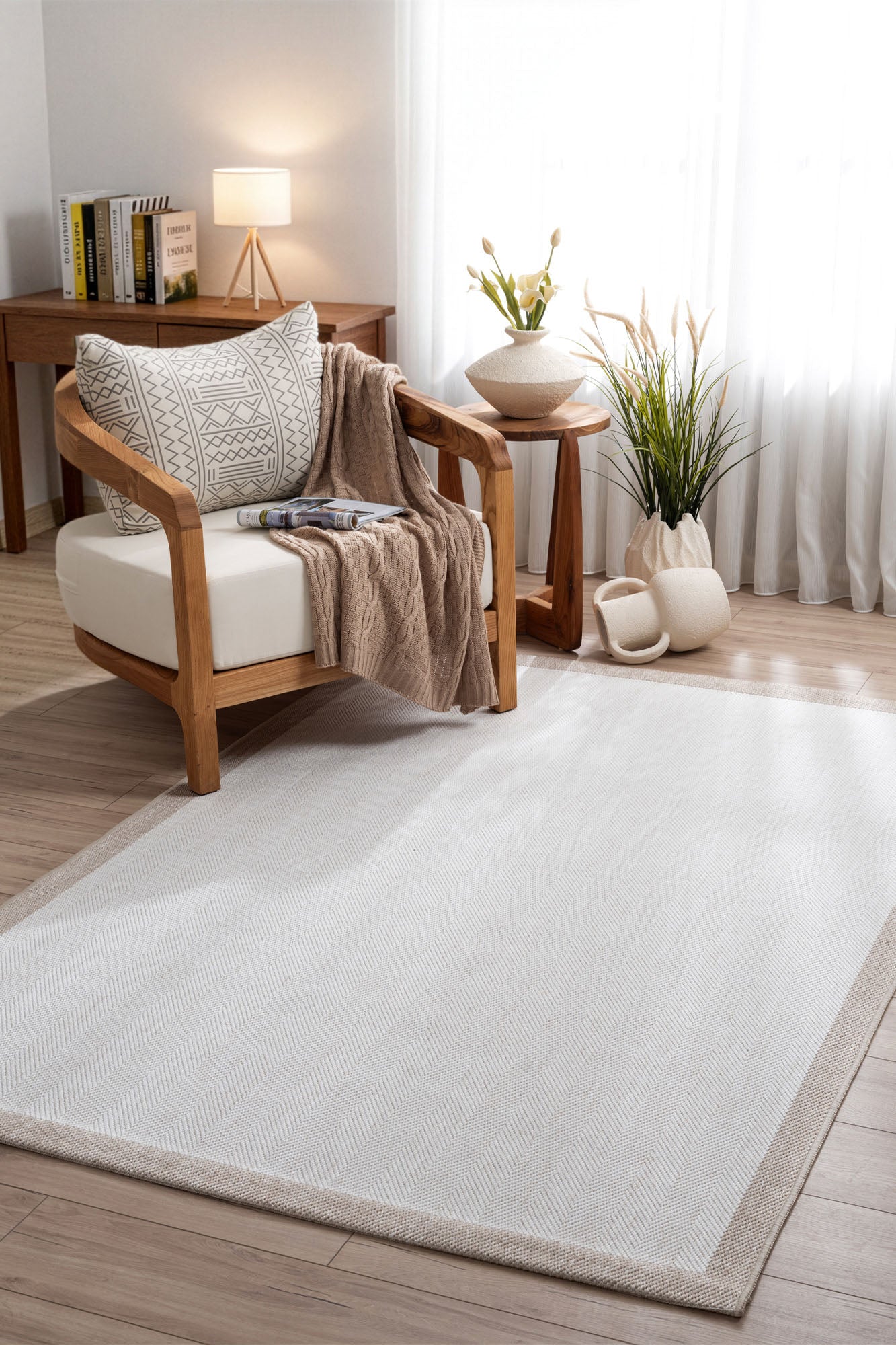 Santorini Soft 125 Ekru Vizon Modern Yıkanabilir Halı