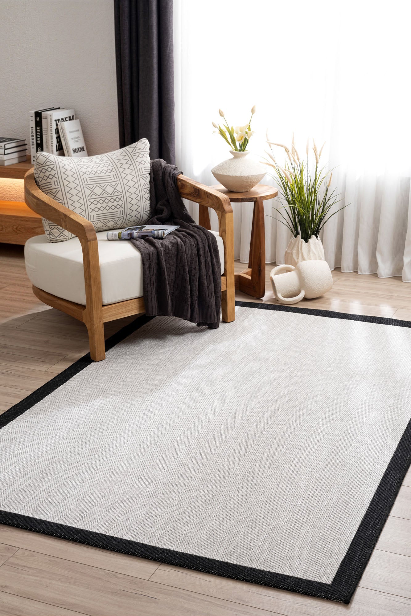 Santorini Soft 125 Gri Siyah Modern Yıkanabilir Halı