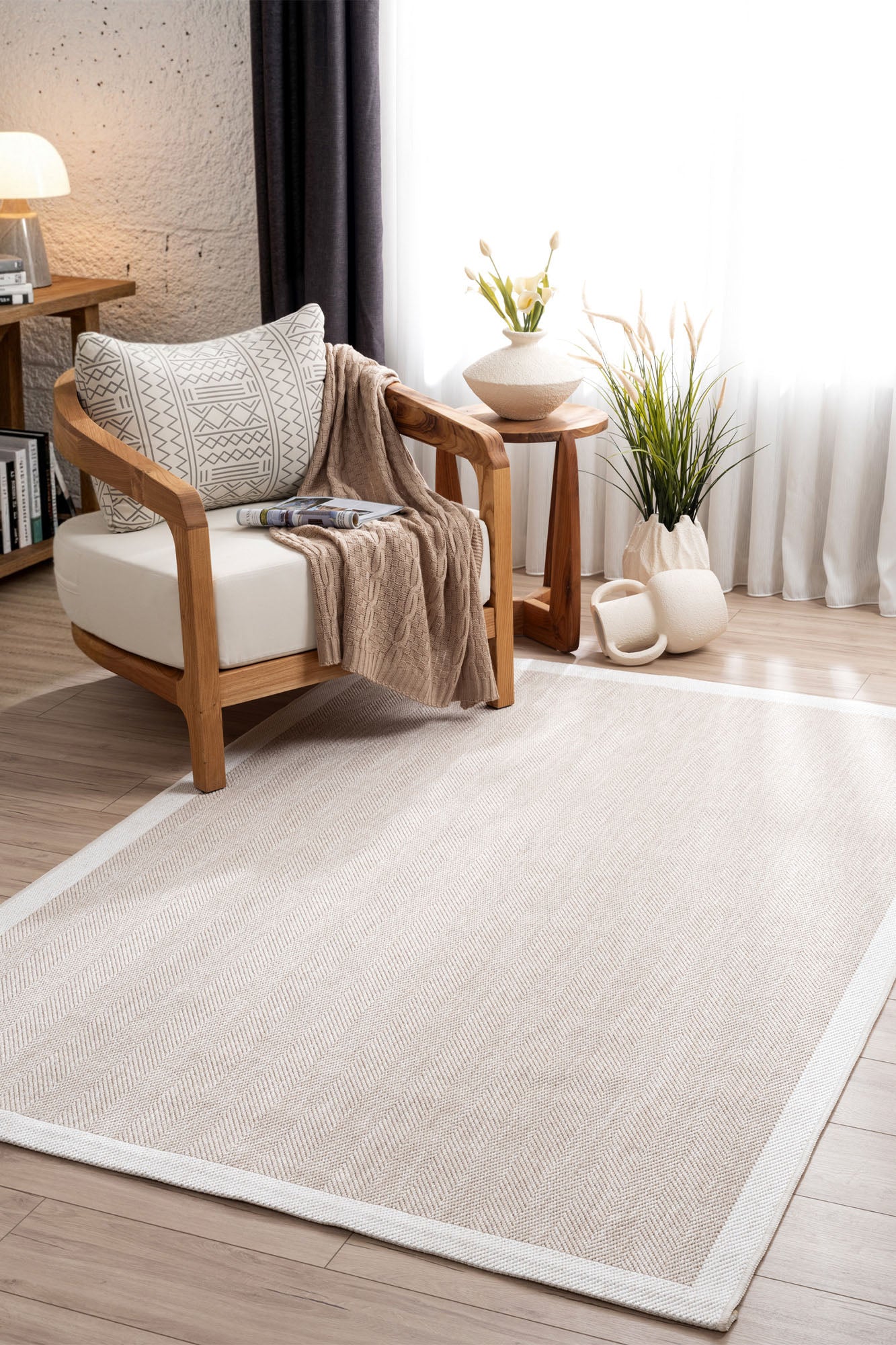 Santorini Soft 125 Vizon Ekru Modern Yıkanabilir Halı