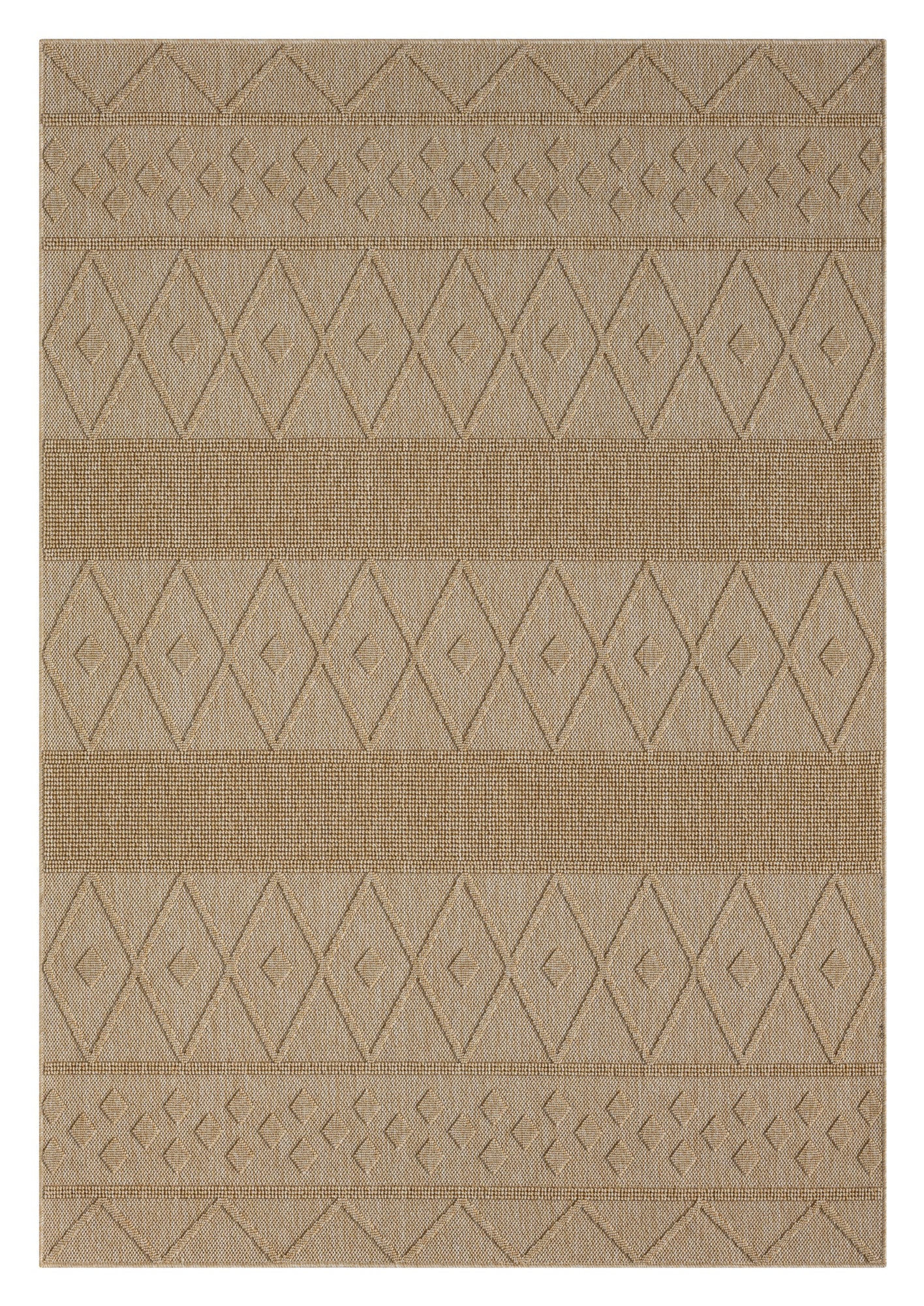 Nepal 422 Bej Hasır Görünümlü Modern Kesme Halı