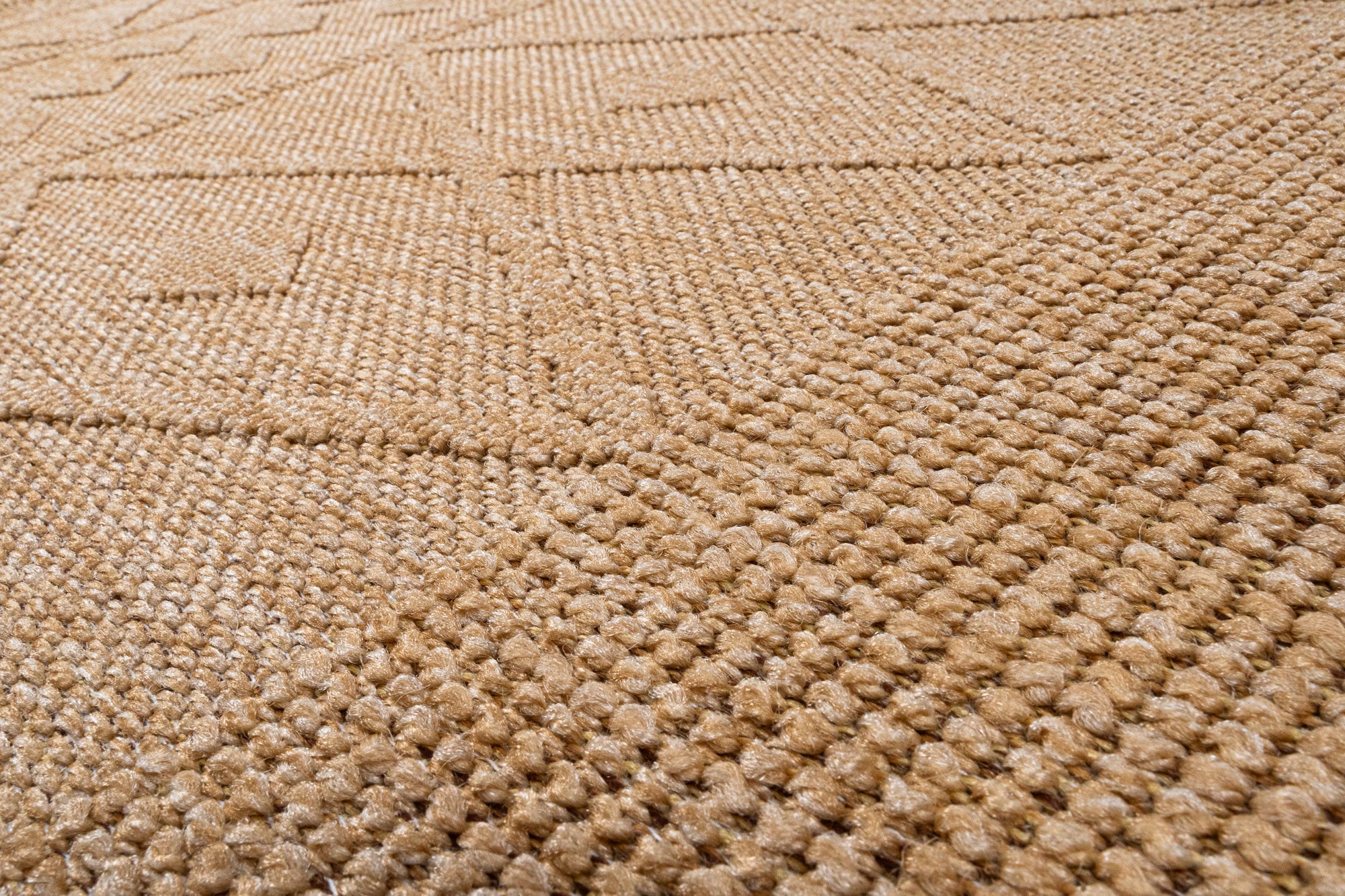 Nepal 422 Bej Hasır Görünümlü Modern Kesme Halı