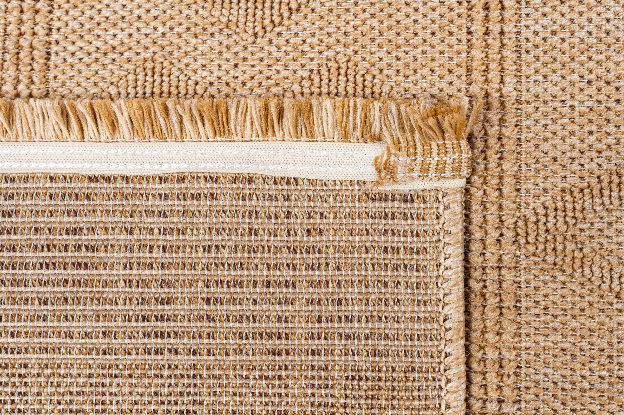 Nepal 422 Bej Hasır Görünümlü Modern Kesme Halı