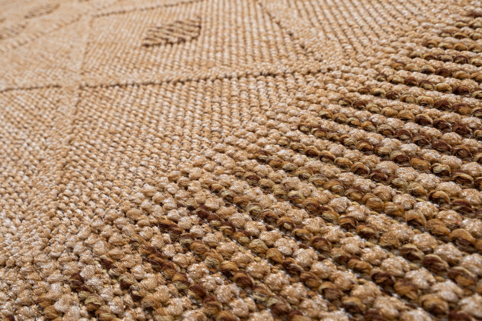 Nepal 422 Bej Kahve Hasır Görünümlü Modern Kesme Halı