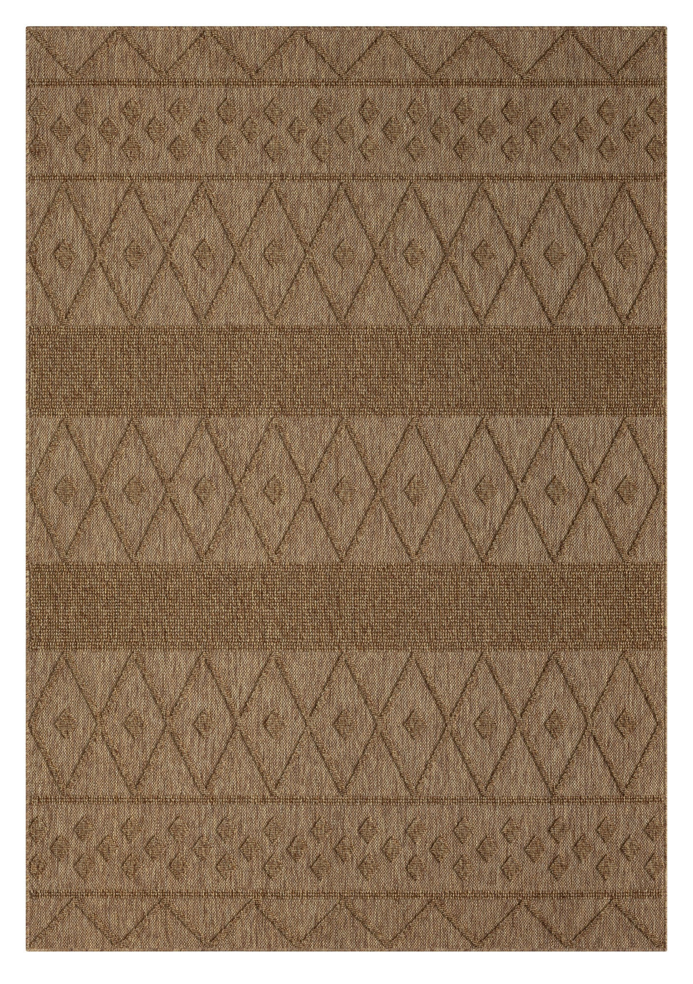 Nepal 422 Kahve Hasır Görünümlü Modern Kesme Halı