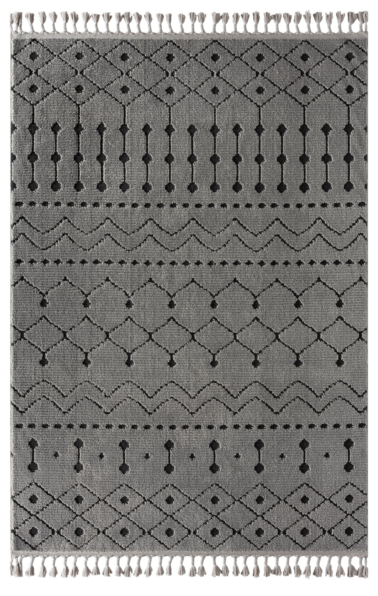 Oslo 535 Siyah Gri İskandinav Kesme Salon ve Mutfak Halısı