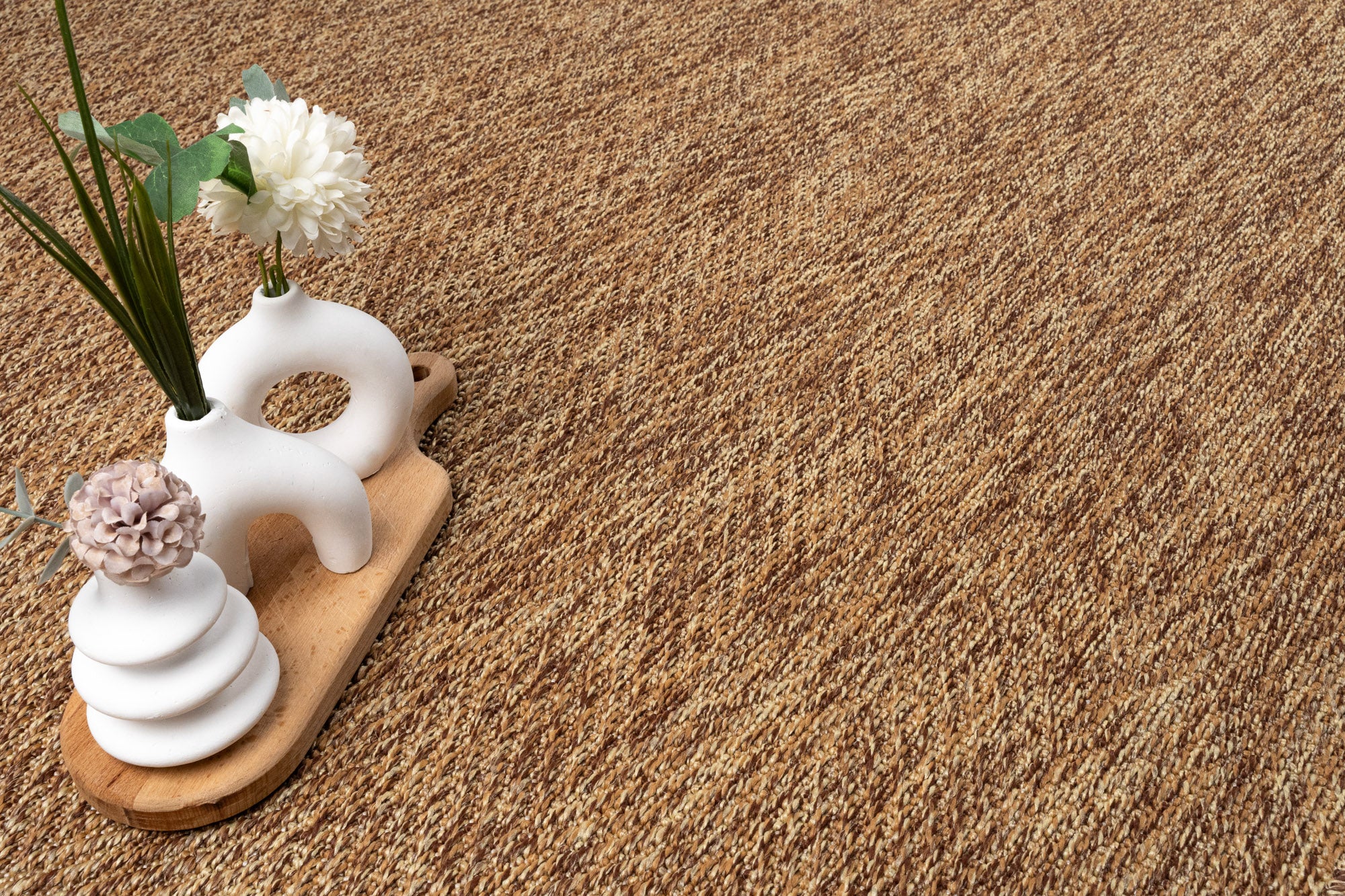 Santorini 111 Kahve Hasır Görünümlü Sisal Kesme Halı